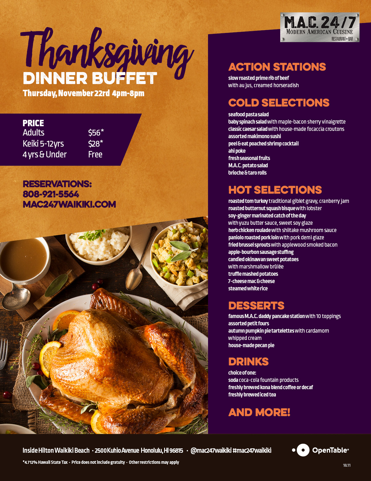 Thanksgiving Buffet - Mac 24/7 Restaurant + Bar